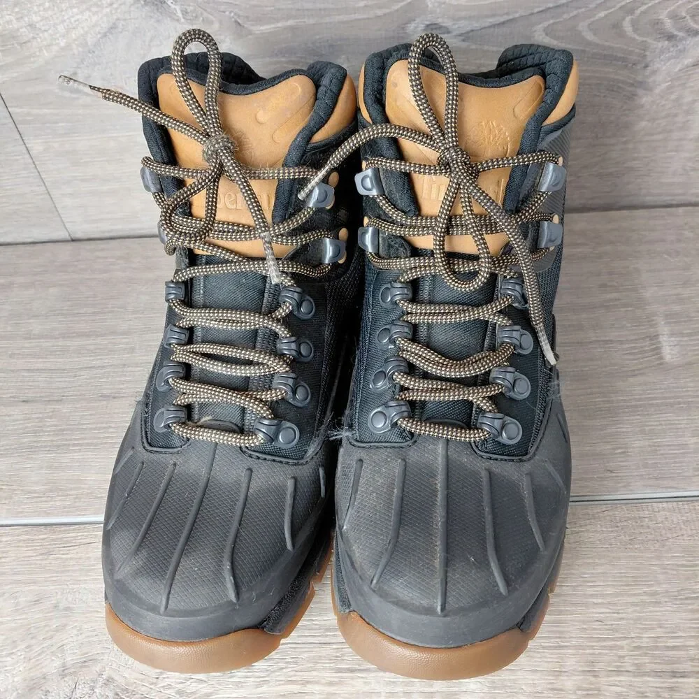 Timberland Euro Hiker Boot Men 8.5 Black Wheat Shell Toe Jacquard Outdoor Hiking